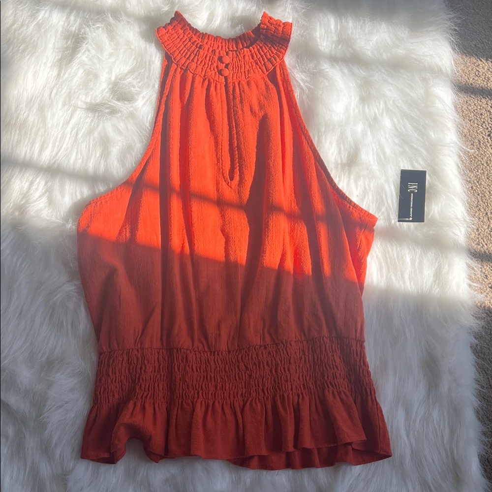 INC International Concepts Vibrant Orange Halter Top
